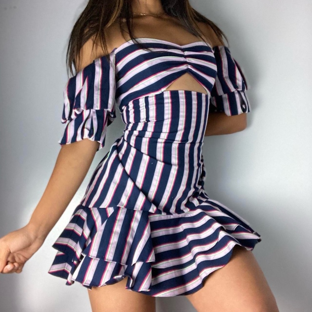 WAYF purple stripes mini dress